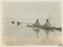 Image of Walrus hunting, Eskimos [Inughuit] in kayaks